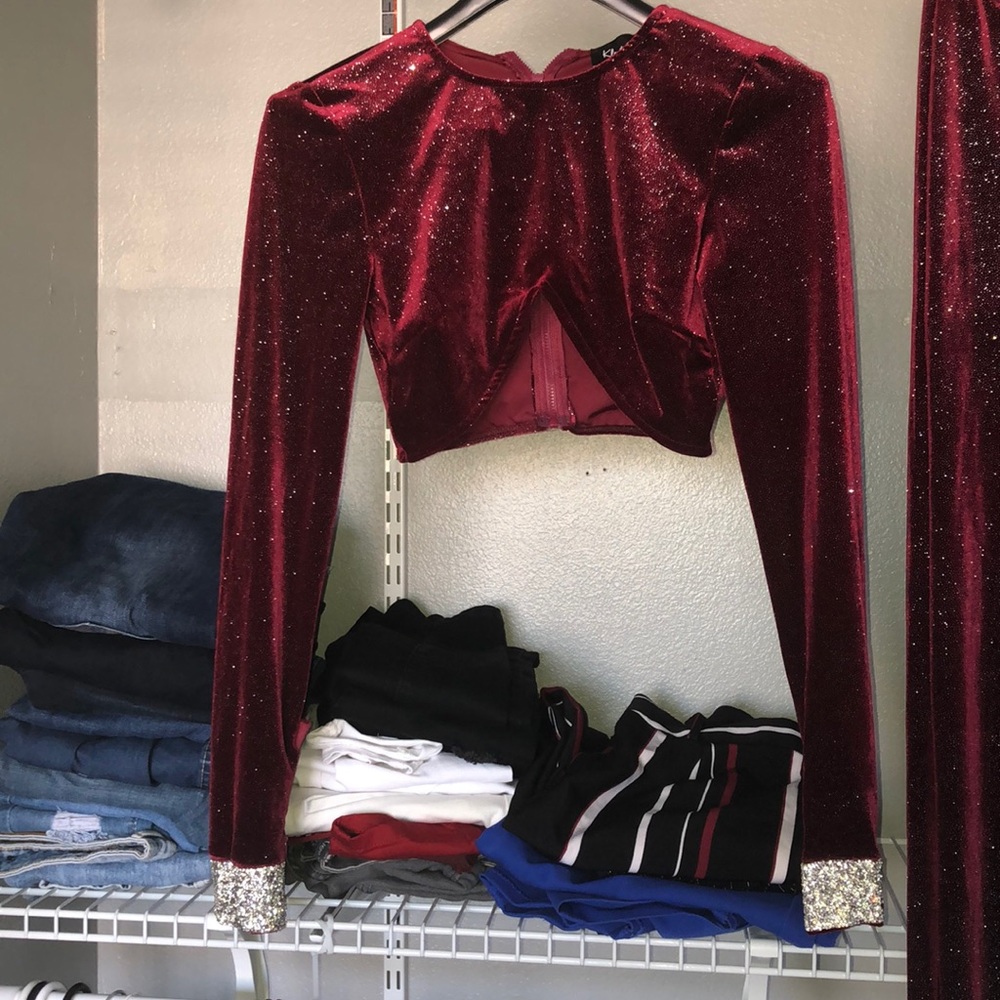 Velvet burgundy two piece